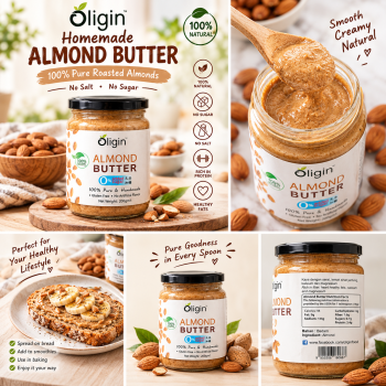 Oligin Homemade Pure Almond Butter 200g (No Sugar, No Salt)